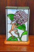 ステンドグラスあんどん・紫陽花と蛙