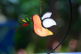かわいい小鳥(ボディ オレンジピンクで羽が白・リーフタイプ)